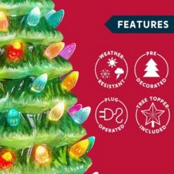 15 In. Ceramic Christmas Tree, Table Top Christmas Tree With Star Topper, Pre-lit Xmas Tree With Multicolored Lights -Northlight Shop joyfy christmas tabletop trees 32099 b 1f 1000