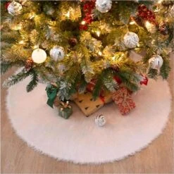 4 Ft. L White Faux Fur Christmas Tree Skirt -Northlight Shop joyfy christmas tree skirts 10632 1d 1000
