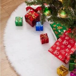 4 Ft. L White Faux Fur Christmas Tree Skirt -Northlight Shop joyfy christmas tree skirts 10632 76 1000