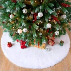 4 Ft. L White Faux Fur Christmas Tree Skirt -Northlight Shop joyfy christmas tree skirts 10632 a0 1000