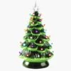 9.7 In. Tall GreenandWhite Ceramic Pre-Lit Tabletop Christmas Tree