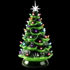 9.7 In. Tall GreenandWhite Ceramic Pre-Lit Tabletop Christmas Tree -Northlight Shop joyin christmas tabletop trees 30021 fa 1000