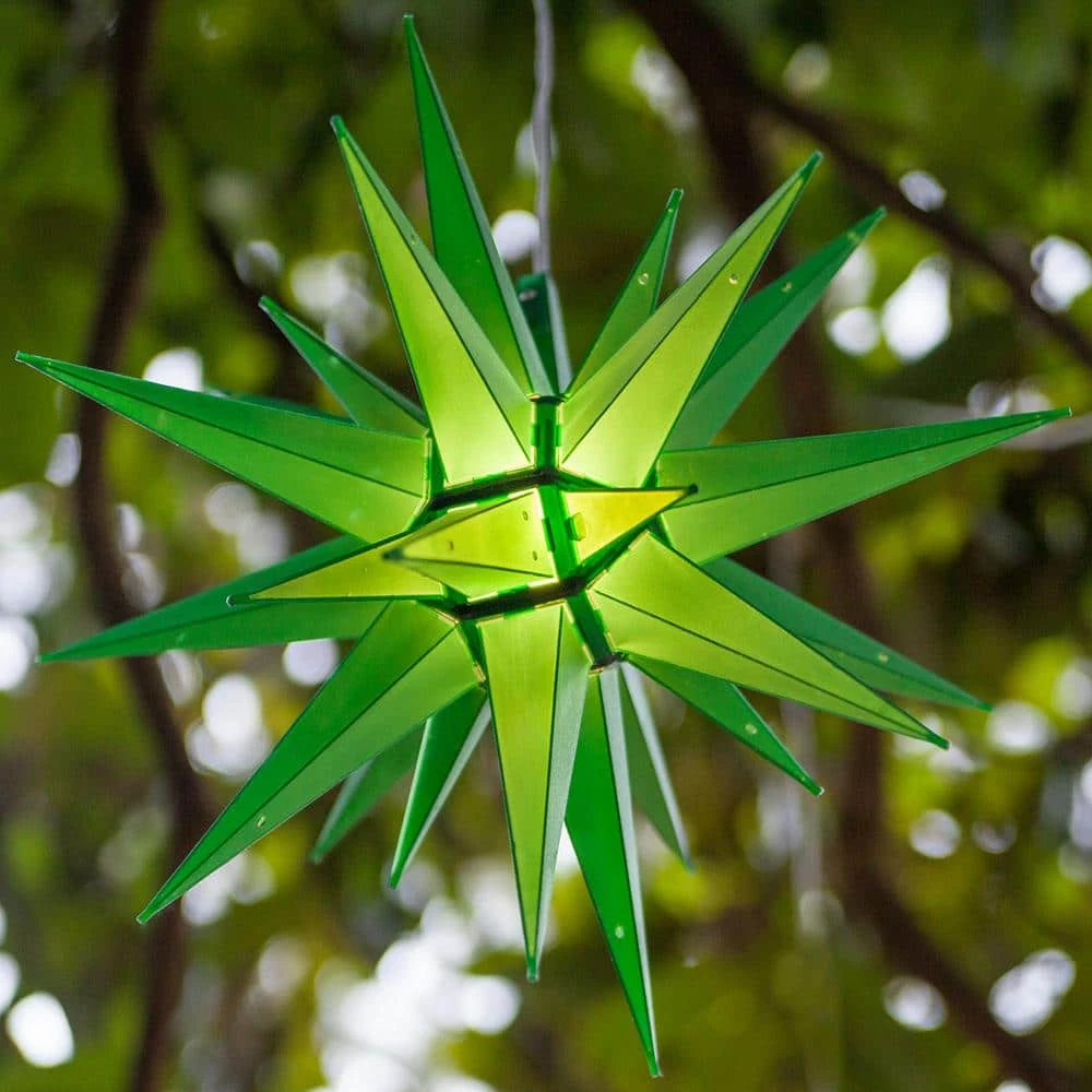 14 In. Illuminated LED Green Holiday Moravian Star 2 14 In. Illuminated LED Green Holiday Moravian Star - Image 2