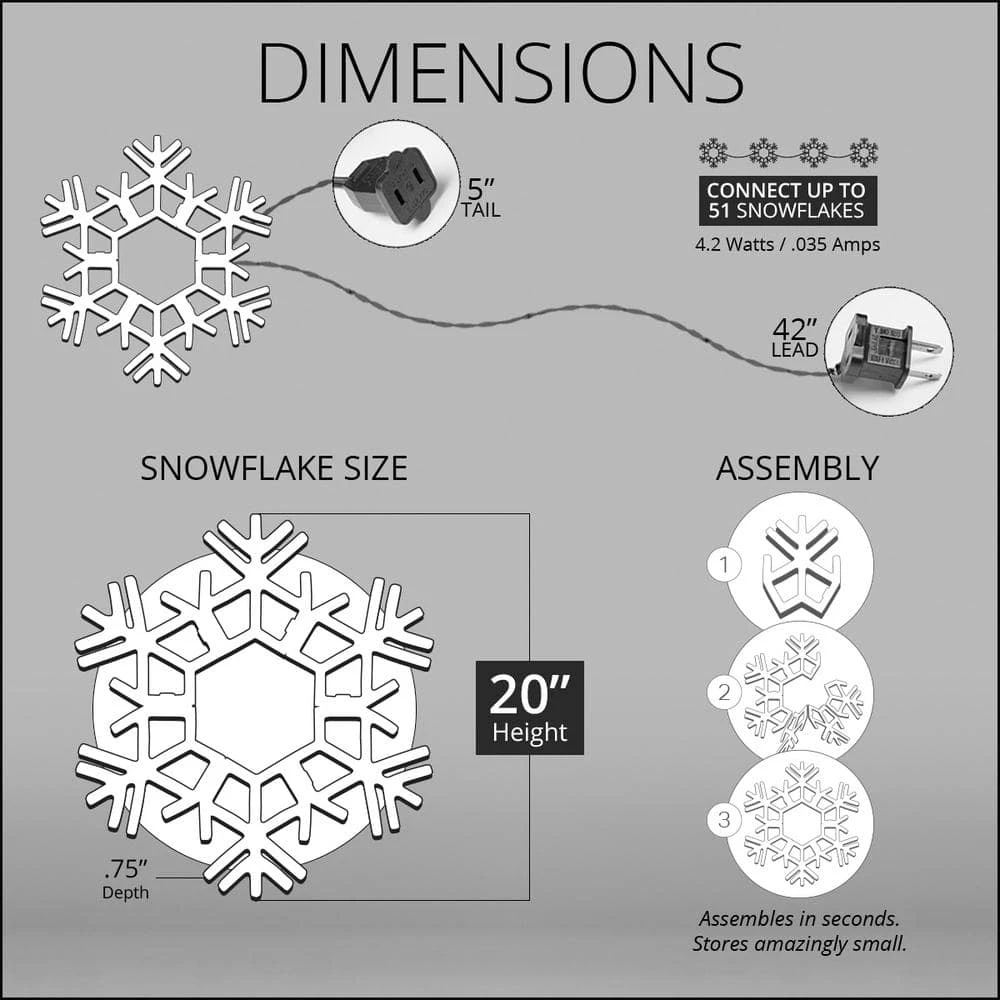 20 In. 70-Light LED Cool White Folding Snowflake Decoration 5 20 In. 70-Light LED Cool White Folding Snowflake Decoration - Image 5