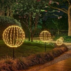 10IN 48LED Light Ball Pathway Lights Brown Sphere Light Fold Flat Metal Frame Indoor Outdoor Waterpro 10 10IN 48LED Light Ball Pathway Lights Brown Sphere Light Fold Flat Metal Frame Indoor Outdoor Waterpro -Northlight Shop lightshare christmas novelty lights tjq25b ww 44 1000