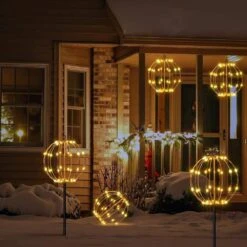 10IN 48LED Light Ball Pathway Lights Brown Sphere Light Fold Flat Metal Frame Indoor Outdoor Waterpro 8 10IN 48LED Light Ball Pathway Lights Brown Sphere Light Fold Flat Metal Frame Indoor Outdoor Waterpro -Northlight Shop lightshare christmas novelty lights tjq25b ww 4f 1000