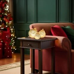 Battery Operated Gold Glass Tabletop Christmas Ornaments-Set Of 3 -Northlight Shop lumabase christmas centerpieces 11703 44 1000