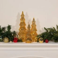 13 In. Battery Operated Gold Trees-Set Of 3 -Northlight Shop lumabase christmas centerpieces 12003 4f 1000