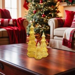 13 In. Battery Operated Gold Trees-Set Of 3 -Northlight Shop lumabase christmas centerpieces 12003 fa 1000