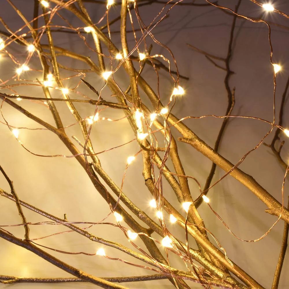 100 LED Bulbs Warm White Copper Multi-Strand Fairy String Lights Battery Operated (Set Of 2) 5 100 LED Bulbs Warm White Copper Multi-Strand Fairy String Lights Battery Operated (Set Of 2) - Image 5