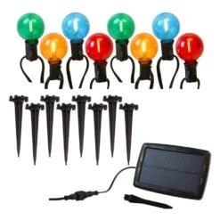 2.5 In. Round Solar Pathway Color Changing String Lights (8-Light)