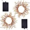 100-Light Bulb LED Warm White Light Bulb With Copper Wire, Battery Operated Firecracker Fairy String Lights (Set Of 2)