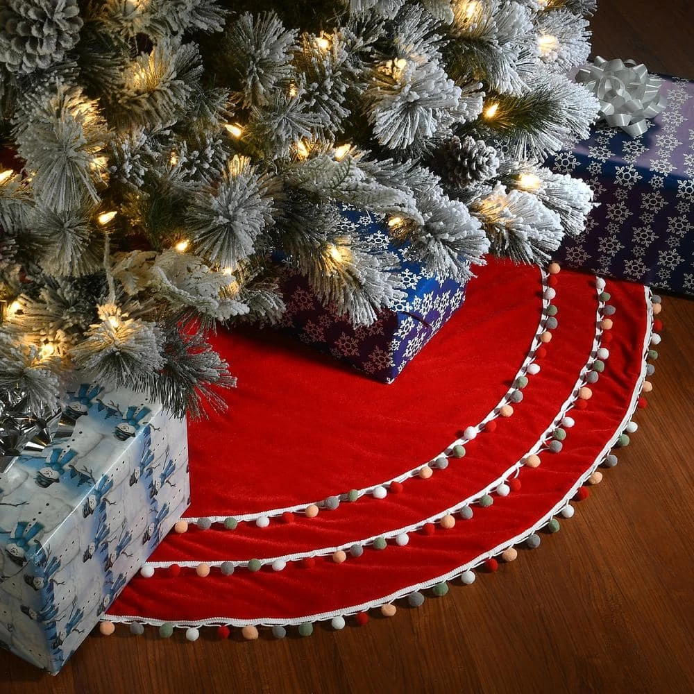 48 " General Store Collection Red Velvet Christmas Tree Skirt 2 48 " General Store Collection Red Velvet Christmas Tree Skirt - Image 2