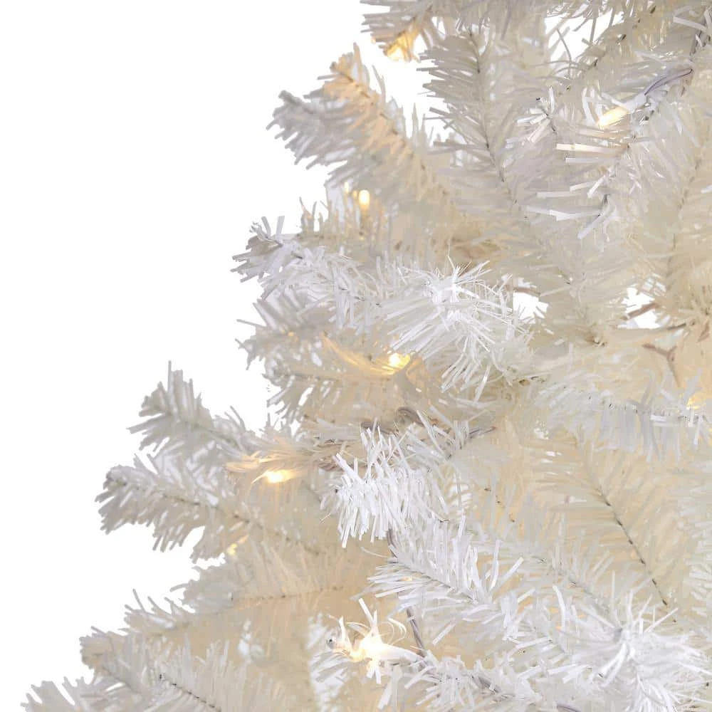 7 Ft. Pre-Lit White Artificial Christmas Tree With 350 Clear LED Lights 3 7 Ft. Pre-Lit White Artificial Christmas Tree With 350 Clear LED Lights - Image 3