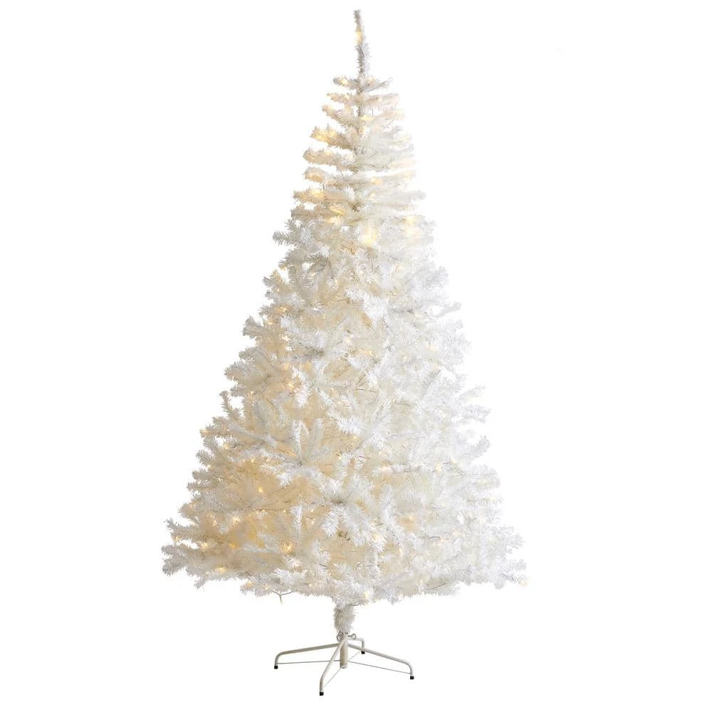 7 Ft. Pre-Lit White Artificial Christmas Tree With 350 Clear LED Lights 1 7 Ft. Pre-Lit White Artificial Christmas Tree With 350 Clear LED Lights