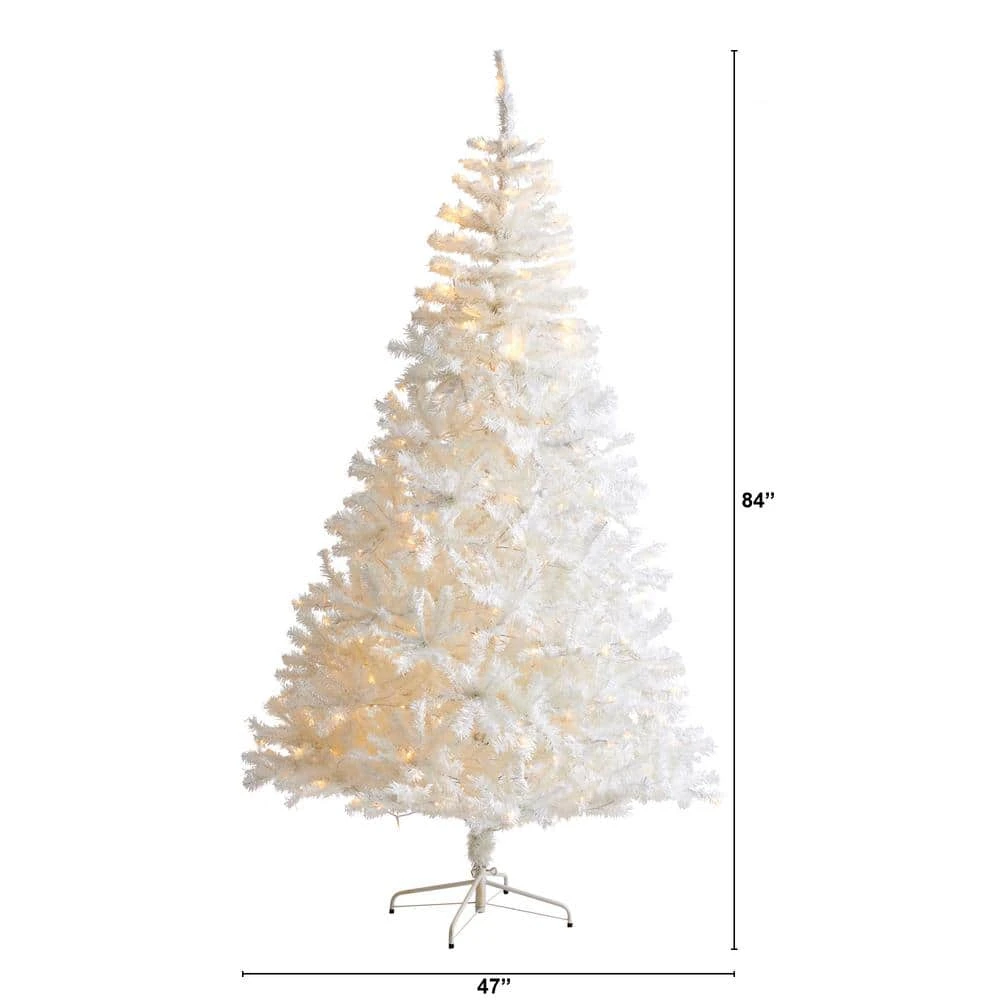 7 Ft. Pre-Lit White Artificial Christmas Tree With 350 Clear LED Lights 2 7 Ft. Pre-Lit White Artificial Christmas Tree With 350 Clear LED Lights - Image 2