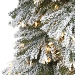 9 Ft. Flocked Grand Alpine Artificial Christmas Tree With 600 Clear Lights And 1183 Bendable Branches On Natural Trunk -Northlight Shop nearly natural pre lit christmas trees t1956 4f 1000