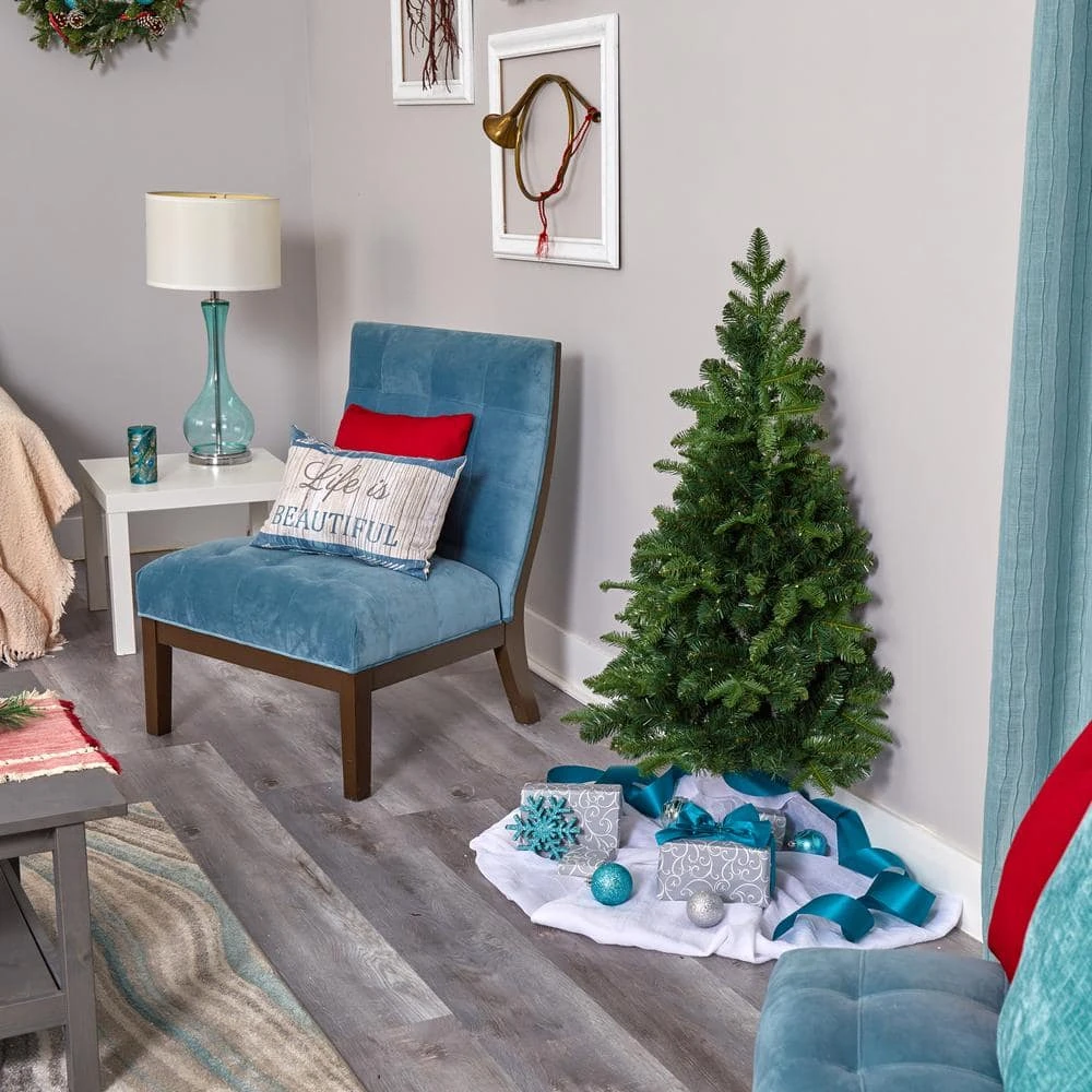 4 Ft. Green Pre-Lit LED Grand Teton Spruce Flat Back Artificial Christmas Tree With 90 Clear Lights 2 4 Ft. Green Pre-Lit LED Grand Teton Spruce Flat Back Artificial Christmas Tree With 90 Clear Lights - Image 2