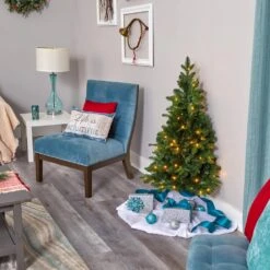 4 Ft. Green Pre-Lit LED Grand Teton Spruce Flat Back Artificial Christmas Tree With 90 Clear Lights 12 4 Ft. Green Pre-Lit LED Grand Teton Spruce Flat Back Artificial Christmas Tree With 90 Clear Lights -Northlight Shop nearly natural pre lit christmas trees t1999 66 1000