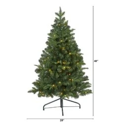 4 Ft. Green Pre-Lit LED Grand Teton Spruce Flat Back Artificial Christmas Tree With 90 Clear Lights 13 4 Ft. Green Pre-Lit LED Grand Teton Spruce Flat Back Artificial Christmas Tree With 90 Clear Lights -Northlight Shop nearly natural pre lit christmas trees t1999 c3 1000