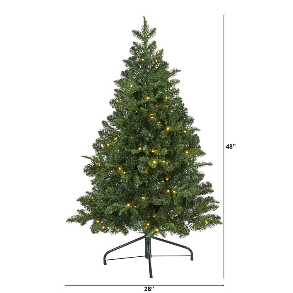 4 Ft. Green Pre-Lit LED Grand Teton Spruce Flat Back Artificial Christmas Tree With 90 Clear Lights 4 4 Ft. Green Pre-Lit LED Grand Teton Spruce Flat Back Artificial Christmas Tree With 90 Clear Lights - Image 4