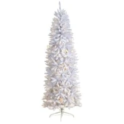 7 Ft. White Pre-Lit LED Slim Artificial Christmas Tree With 300 Warm White Lights