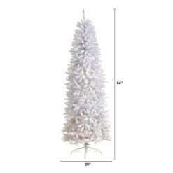 7 Ft. White Pre-Lit LED Slim Artificial Christmas Tree With 300 Warm White Lights -Northlight Shop nearly natural pre lit christmas trees t3361 c3 1000