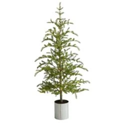 5.5 Ft. Pre-Lit Pine Artificial Christmas Tree In Decorative Planter With 150 Lights