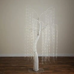 7 Ft. Pre-Lit Artificial White Willow Tree With 400-Cool White LED Light -Northlight Shop nearly natural pre lit christmas trees t5207 1d 1000