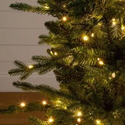 4.5 Ft. Pre-Lit Artificial Christmas Tree In Decorative Planter With 60-Clear LED Lights -Northlight Shop nearly natural pre lit christmas trees t5390 44 1000