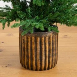 4.5 Ft. Pre-Lit Artificial Christmas Tree In Decorative Planter With 60-Clear LED Lights -Northlight Shop nearly natural pre lit christmas trees t5390 76 1000