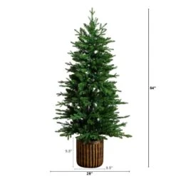 4.5 Ft. Pre-Lit Artificial Christmas Tree In Decorative Planter With 60-Clear LED Lights -Northlight Shop nearly natural pre lit christmas trees t5390 c3 1000