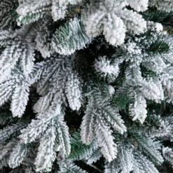 4 Ft. Pre-Lit Artificial Flocked Christmas Tree With 100-Warm White LED Lights In Decorative Trunk Planter -Northlight Shop nearly natural pre lit christmas trees t5405 1f 1000