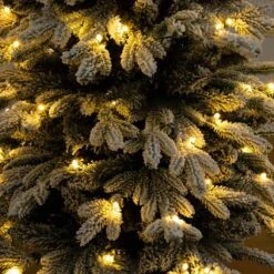 4 Ft. Pre-Lit Artificial Flocked Christmas Tree With 100-Warm White LED Lights In Decorative Trunk Planter -Northlight Shop nearly natural pre lit christmas trees t5405 76 1000