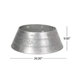 Morelos 26 In. Silver Metal Christmas Tree Collar -Northlight Shop noble house christmas tree skirts 107664 c3 1000