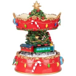Northlight 6 In. Red And Gold Musical Santa On Train Christmas Carousel Music Box -Northlight Shop northlight christmas centerpieces 34297018 44 1000