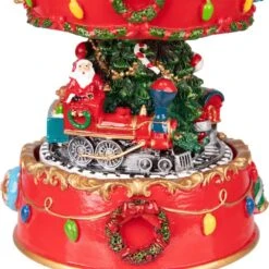Northlight 6 In. Red And Gold Musical Santa On Train Christmas Carousel Music Box -Northlight Shop northlight christmas centerpieces 34297018 76 1000