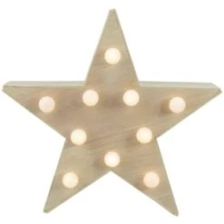 Northlight 9 .25 In. Lighted 5 Point Wooden Star Christmas Tabletop Decor