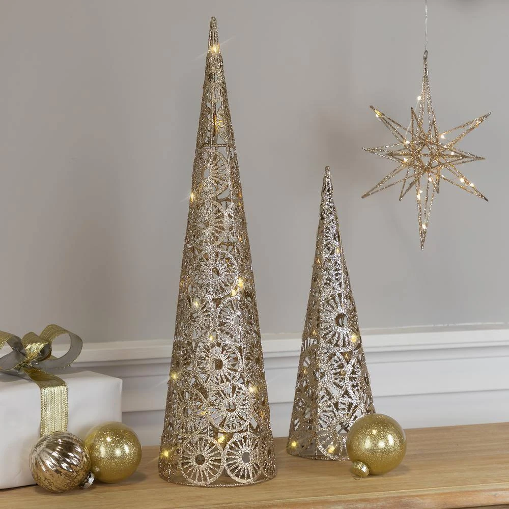 Northlight 23 .5 In. LED Lighted B/O Gold Wire Sunburst Christmas C1 Tree - White Lights 5 Northlight 23 .5 In. LED Lighted B/O Gold Wire Sunburst Christmas C1 Tree - White Lights - Image 5