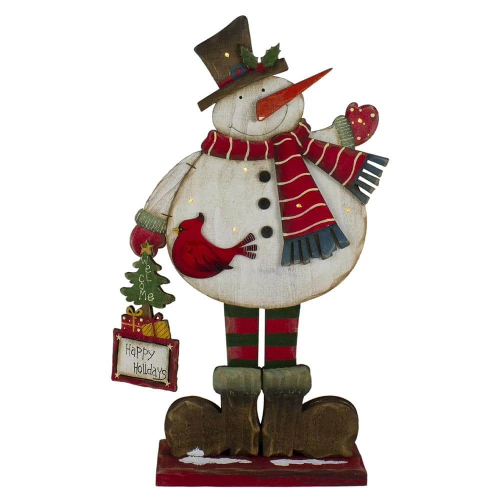 Northlight 17.5in Lighted Waving Happy Holidays Snowman Christmas Tabletop Decoration 1 Northlight 17.5in Lighted Waving Happy Holidays Snowman Christmas Tabletop Decoration
