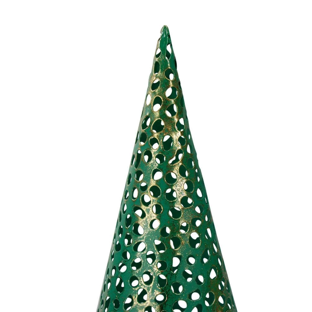 Northlight Set Of 3 Green And Gold Christmas Tabletop Cone Trees 16 In. 2 Northlight Set Of 3 Green And Gold Christmas Tabletop Cone Trees 16 In. - Image 2