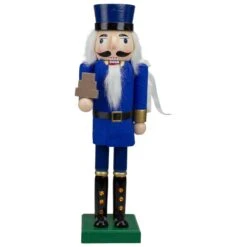 Northlight 14 In. Blue And Gold Wooden Mail Carrier Christmas Nutcracker -Northlight Shop northlight christmas centerpieces 34851146 44 1000