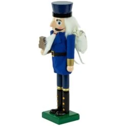 Northlight 14 In. Blue And Gold Wooden Mail Carrier Christmas Nutcracker -Northlight Shop northlight christmas centerpieces 34851146 4f 1000