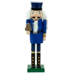Northlight 14 In. Blue And Gold Wooden Mail Carrier Christmas Nutcracker