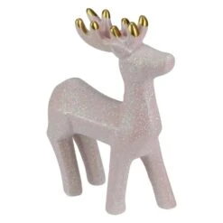 Northlight 6 In. Glittery Pink Ceramic Reindeer Christmas Figure