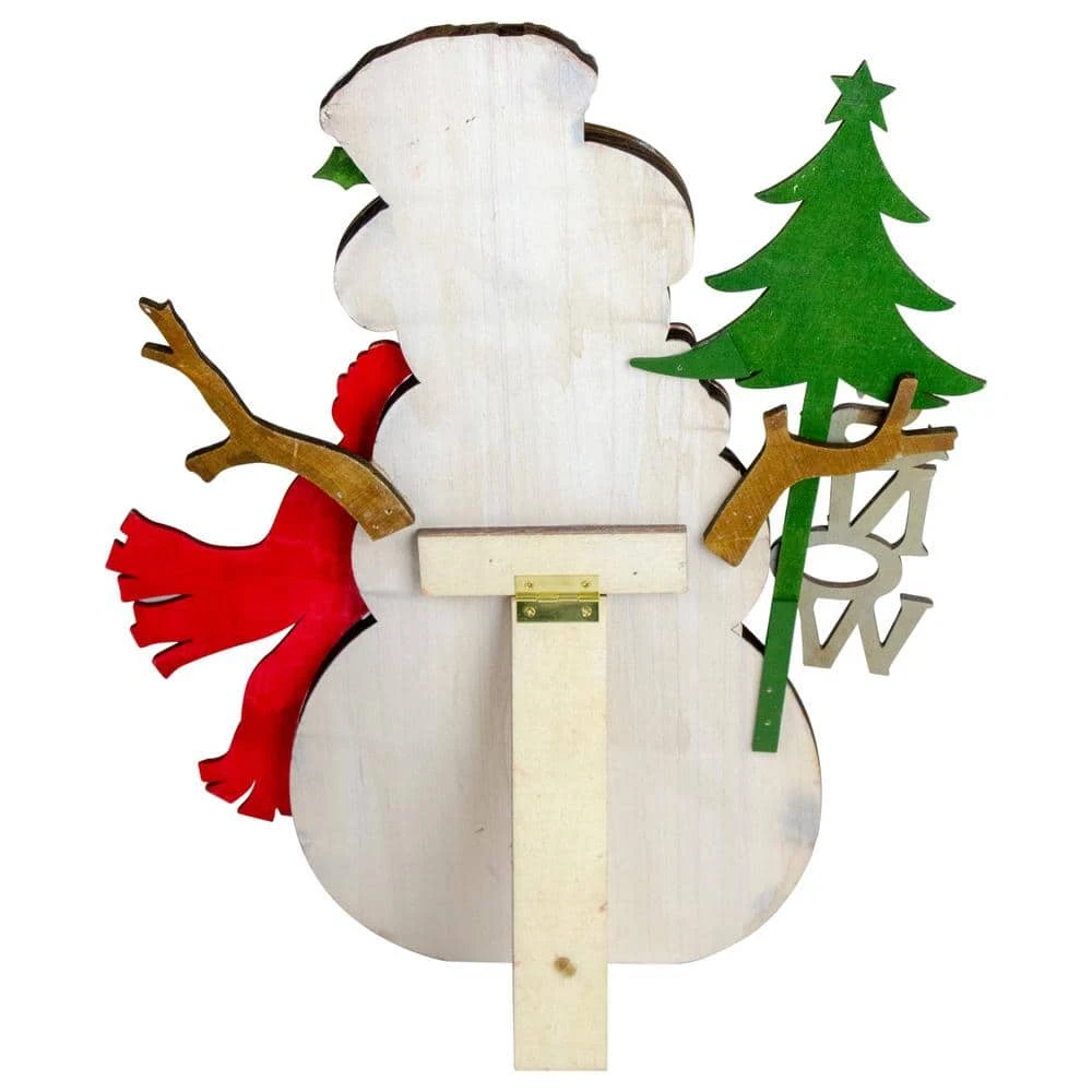 Northlight 18 In. Snowman With Tree And 'Snow' Sign Wooden Christmas Decoration 3 Northlight 18 In. Snowman With Tree And 'Snow' Sign Wooden Christmas Decoration - Image 3