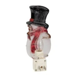 Northlight 6.5in. White And Red Snowman In Black Top Hat Christmas Night Light -Northlight Shop northlight christmas novelty lights 35167245 44 1000