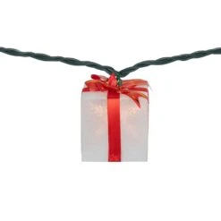 Northlight 10-Count White And Red Christmas Present Light Set-7.5 Ft. Green Wire -Northlight Shop northlight christmas novelty lights 35167260 1f 1000