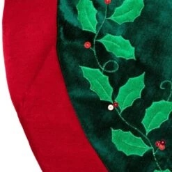 Northlight 48 In. Dark Green And Burgundy Holly Berry Velveteen Christmas Tree Skirt -Northlight Shop northlight christmas tree skirts 31452381 44 1000