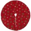 Northlight 20 In. Metallic Red With Green And White Snowflakes Mini Christmas Tree Skirt